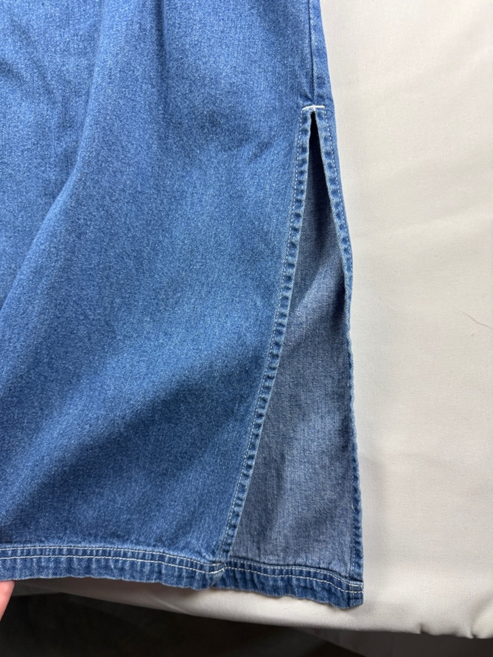Falls Creek Denim Maxi Dress Button Down 100% Cotton Size XL Blue - Picture 4 of 6